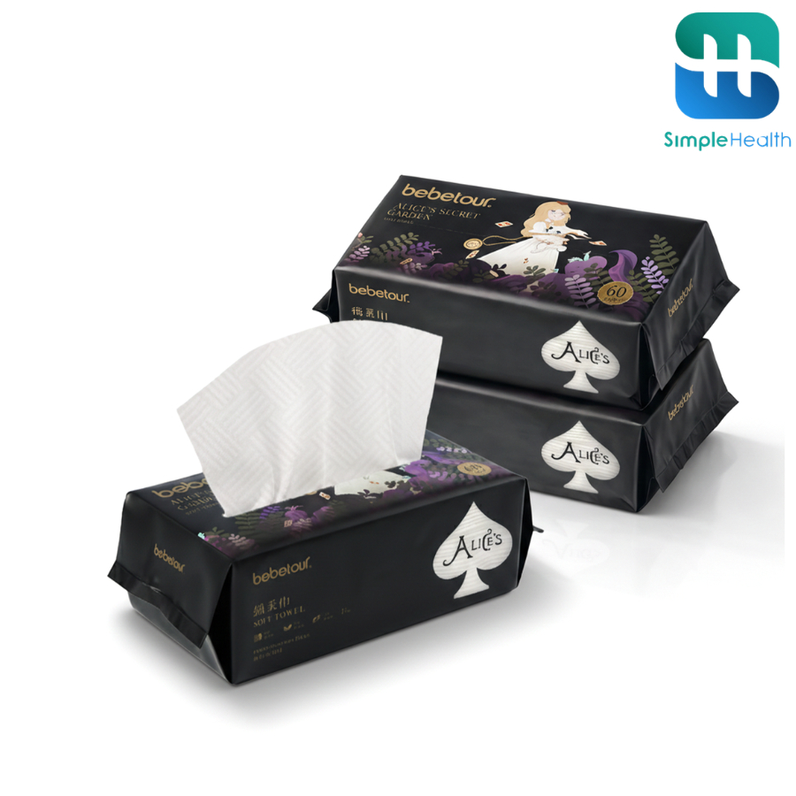 Simplecare กระดาษทิชชู่ กระดาษเช็ดหน้า Baby towel หนานุ่ม ใหญ่พิเศษ บรรจุ 60แผ่น