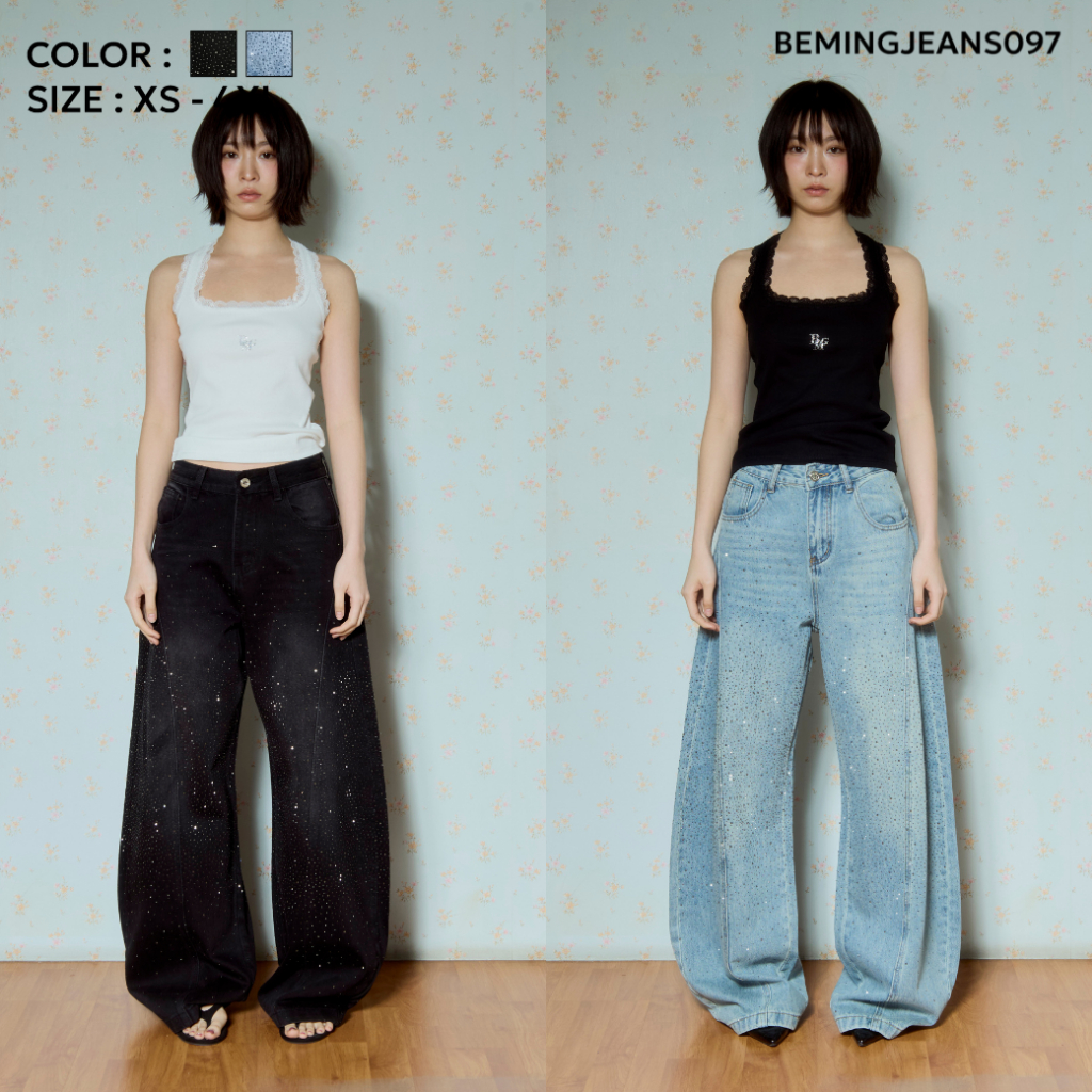 Bemingjeans097(XS-4XL)-BMG Starlight Jeansกางเกงยีนส์ดีไซน์ปักเพชร แมตช์ได้ทุกลุคสำหรับสายแฟชั่น
