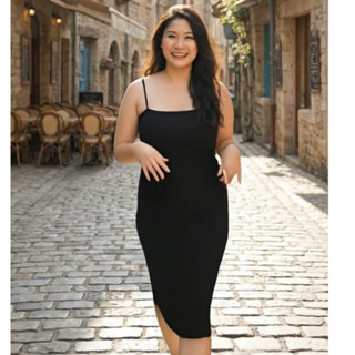 { ตัดตรงเดรส (ยาว) XXL } ชุดเดรสสาวอวบยาว คลุมเข่า เสื้อผ้าส…