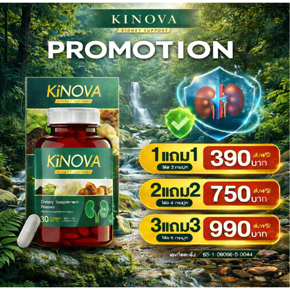 Kinova อาหารเสริมดูแลไต KINOVA คิโนว่า สูตรสมุนไพรธรรมชาติ  2 แถม 2 คิโนว่า