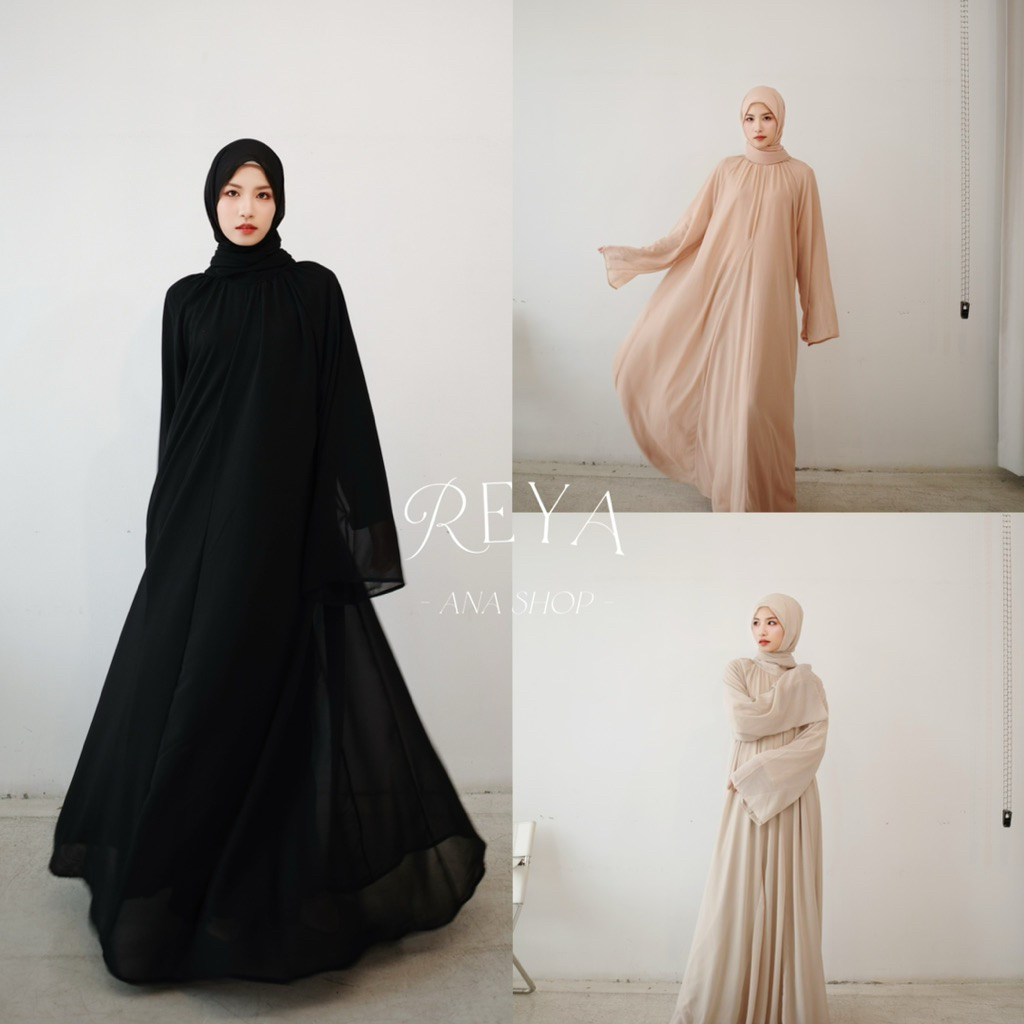 Reya - ana shopอาบาย่าพริ้วยาวชีฟองพร้อมสับในแยก