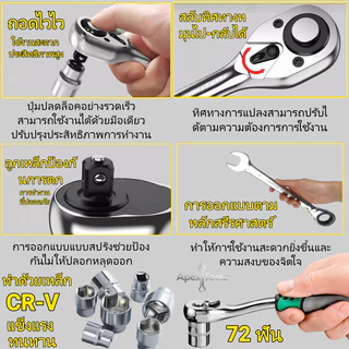 เครื่องมือช่าง 216 ชิ้น รวมชุดบล็อกประแจและไขควงอเนกประสงค์ ทำจากเหล็ก CR-V เหมาะสำหรับงานซ่อมรถยนต์และงานบ้านทุกชนิด