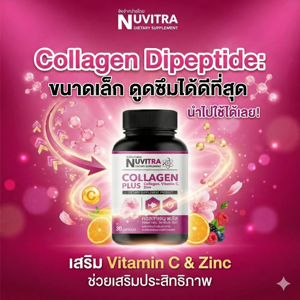 NUVITRA COLLAGEN PLUS ผลิตภัณฑ์เสริมอาหาร คอลลาเจน พลัส 30 แคปซูล