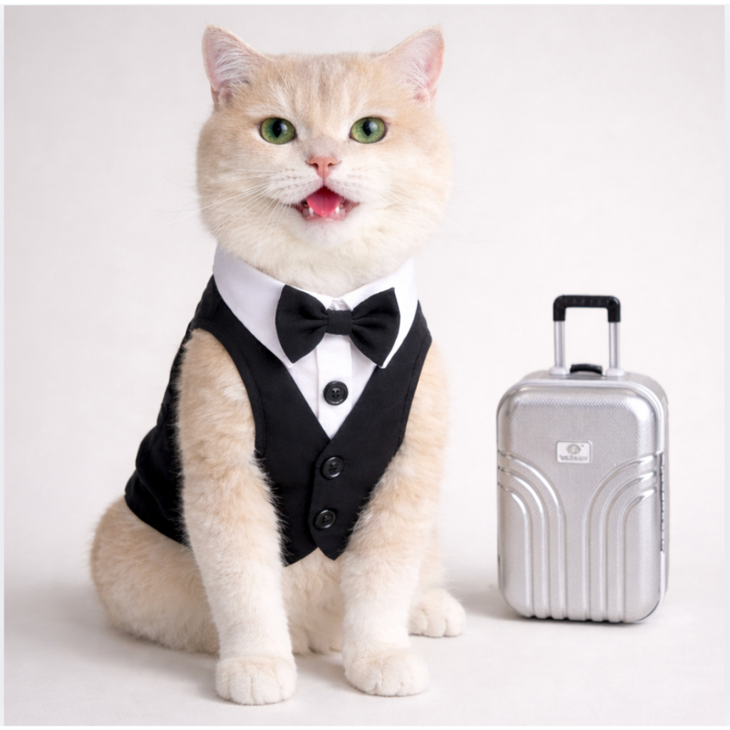 สูทหมา สูทแมว Dog Tuxedo เสื้อกั๊ก แขนกุด ติดโบว์ ผ้าหรู ลุคคุณชาย ชุดออกงาน งานแต่ง วันเกิด หมาเล็ก แมวใส่ได้