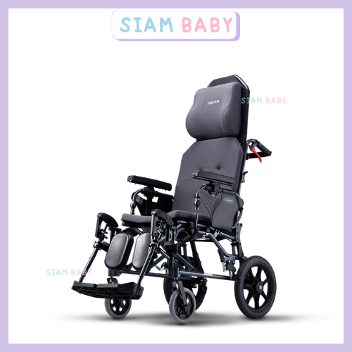 รถเข็น นั่ง-นอน ล้อแม็ก เบาะสีดำ มีพนักคอ ปรับยกขาได้ KARMA-KM-5000.2 MVP 502