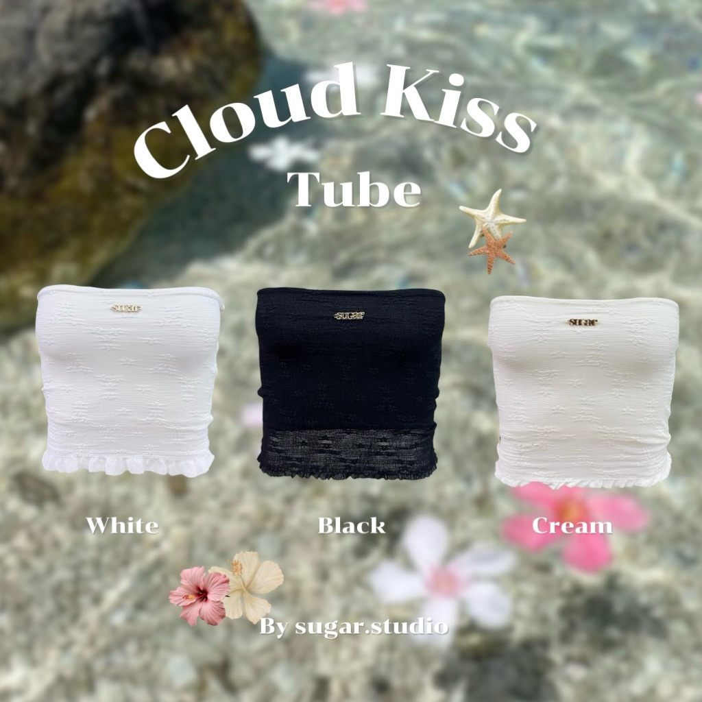 เสื้อเกาะอกลูกไม้(มีซับใน) : Cloud kiss tube