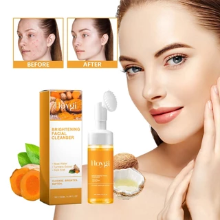 Hoygi โฟมล้างหน้าขมิ้น มูส Turmeric ล้างหน้า ลดสิวหน้าใส ที่ล้างหน้า มาพร้อมหัวแปรง ครีมล้างหน้า โพมล้างหน้า Cleanser