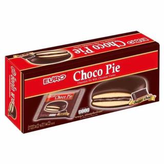 [2 แถม 2]ยูโร่ ช็อกโกพาย choco pie ยกกล่อง 12ชิ้น ไส้ครีม ไส้ช็อกโกแลต ไส้แยมราสเบอร์รี่ บราวนี่ อิ่ม อร่อย
