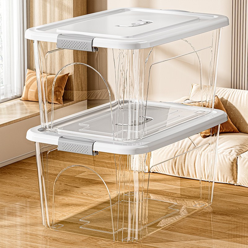 กล่องเก็บของ กล่องพลาสติก 60/80/100/300 ลิตร มีล้อ สีโปร่งใส ใช้เก็บของ เก็บเสื้อผ้า แบบอเนกประสงค์