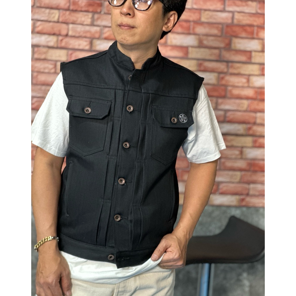 DOK KHUN JACKET 15oz รุ่นรONXY(โอนิค)แขนกุด((Vest) กระชับพอดี กระชับพอดี ธรรมดา ผู้ชาย