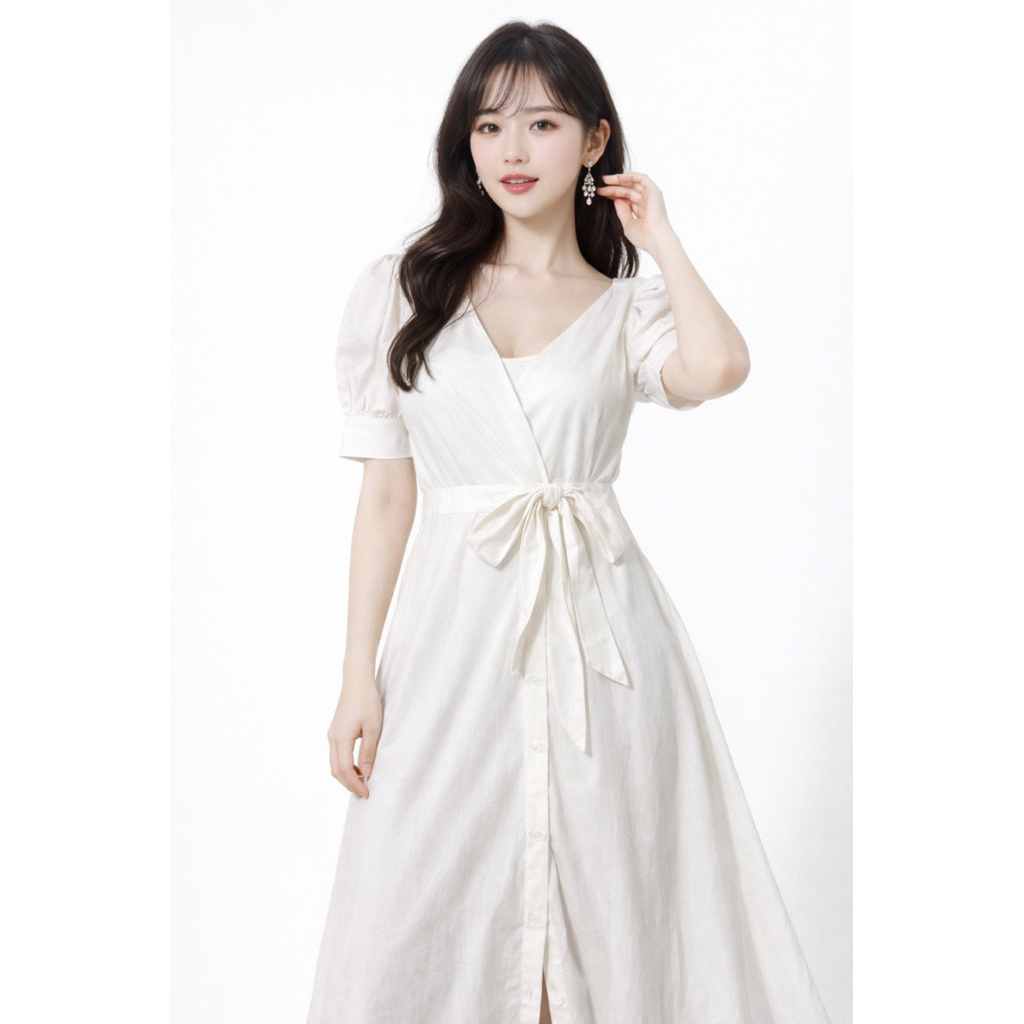 🤍 NP2 SHOP มินิมอลเกิร์ลต้องมี! เดรสขาวทรงสวย ดีเทลผูกเอวสุดละมุน ✨