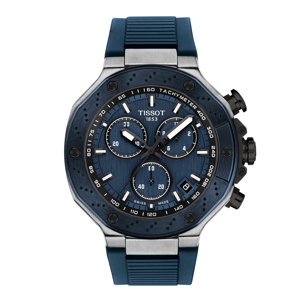 Tissot T-Race Quartz Chronograph 45 mm ทิสโซต์ ที เรซ 45 มม T1414172704100 สีน้ำเงิน น้ำเงิน นาฬิกาผู้ชาย
