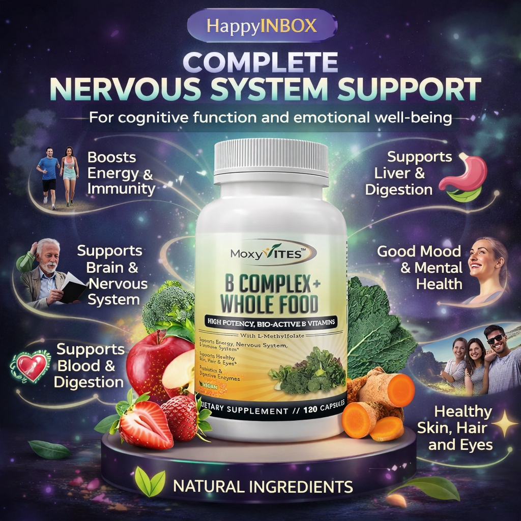 MoxyVites B Complex+ Whole Food 120 Capsules High Potency Bio-Active B Vitamins