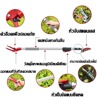 🔥ตัดกิ่งไม่ต้องปีนต้นไม้🌿กรรไกรตัดกิ่งด้ามยาว กรรไกรตัดกิ่งสูง ตัดกิ่งไม้สูง เหล็กไทเทเนียม 7M
