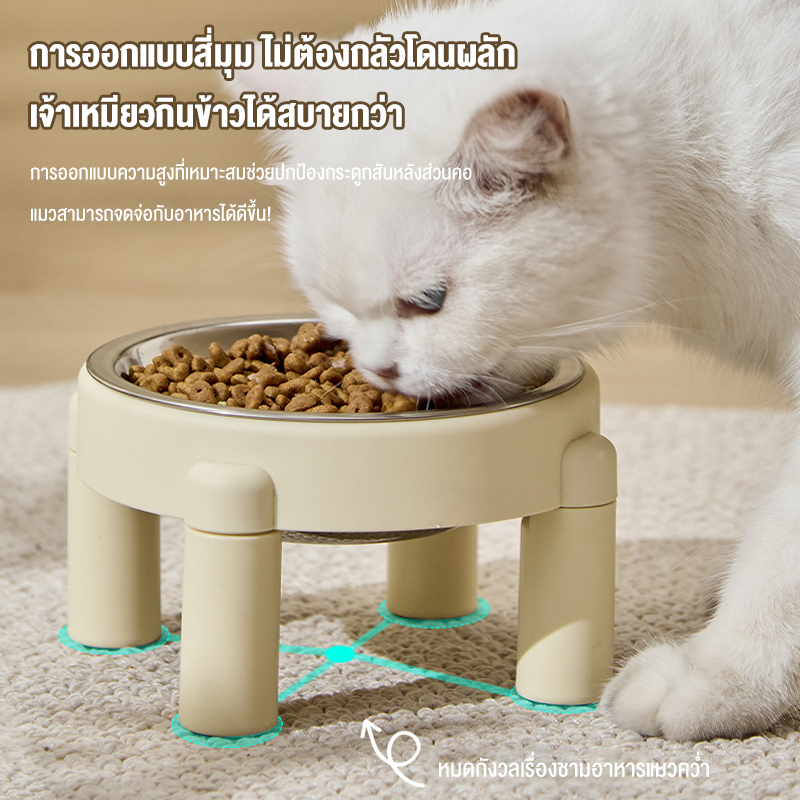 ชามแมวยกสูง มาพร้อมชามแสตนเลส ชามอาหารสัตว์กันมด 2 ช่อง ความจุใหญ่ ชามอาหารแมวกันมด ถ้วยอาหารหมา ชามอาหารแมว ชามหมา รูปที่ 3
