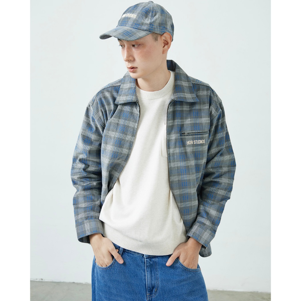 Plaid Corduroy Grey Jacket HOB STUDIOS ทักแชทรับโค้ดลดเพิ่ม