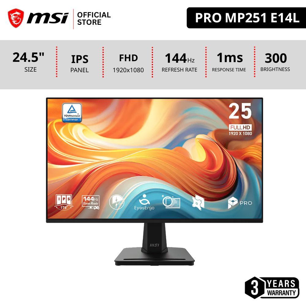MSI PRO MP251 E14L Monitor 24.5" จอคอมพิวเตอร์ 1920 x 1080 (FHD)