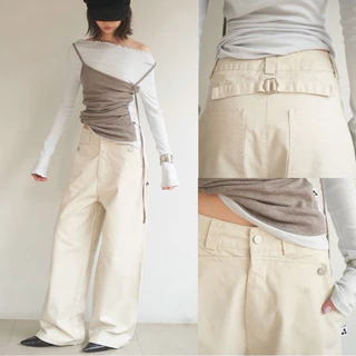 AMUSE BKK : Corbin Pants กางเกงทรงกระบอก ผ้าแคนวาสฟอก สไตล์ workwear (กรุณาอ่านไซส์ให้ละเอียดก่อนสั่ง)