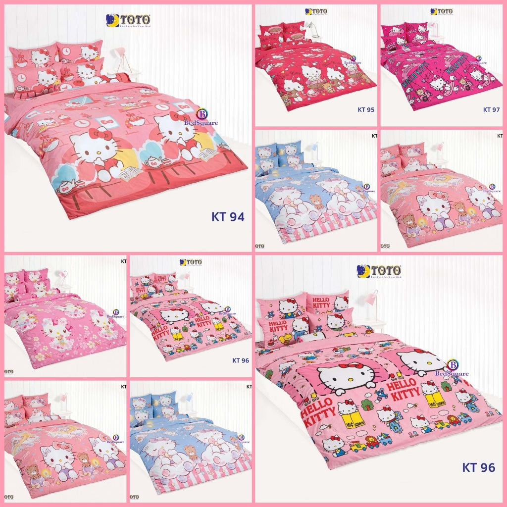 TOTO ผ้าปูที่นอน ขนาด 3.5/5/6 ฟุต (รวมผ้านวม) ลายคิตตี้ Kitty 2026 KT90 KT91 KT92 KT93 KT94 KT95 KT9