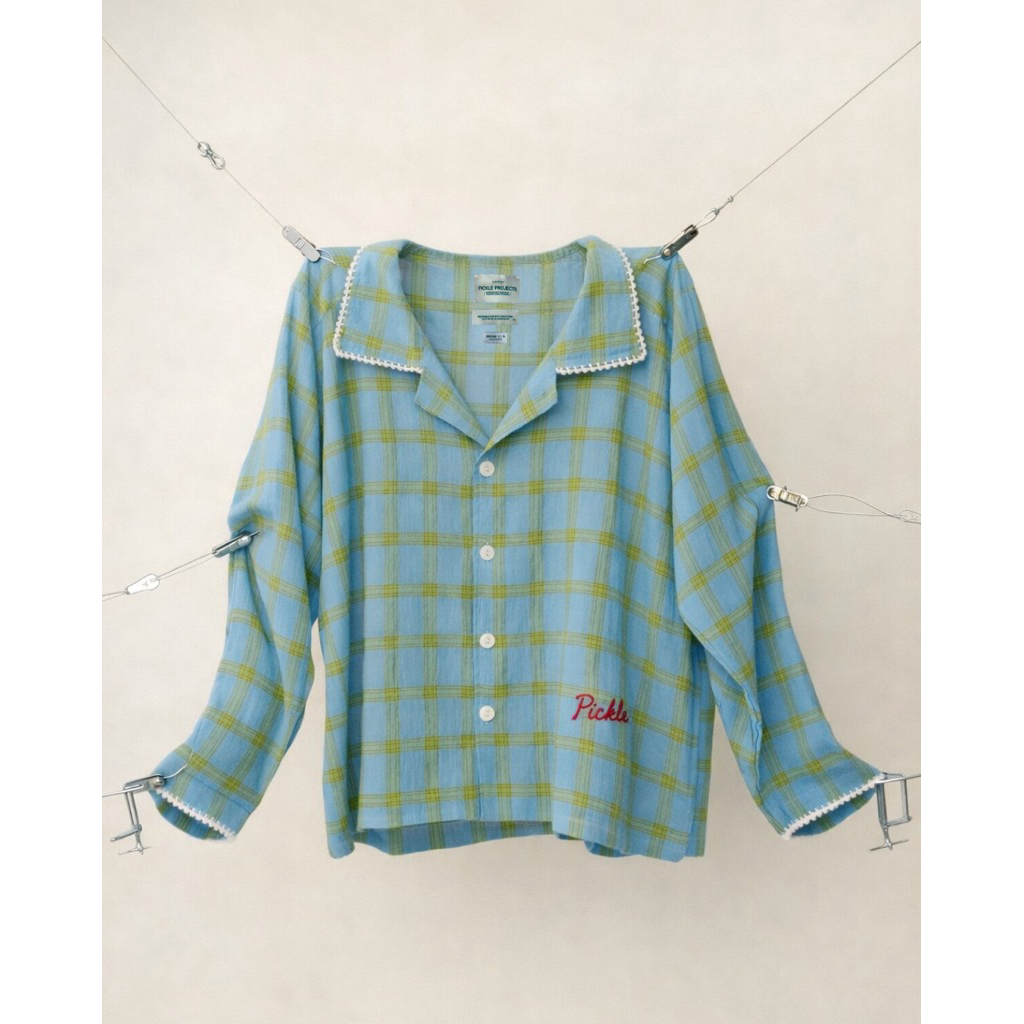 Pickle Projects— Sunny Crochet Plaid l/s shirt (ถักขอบโครเช)