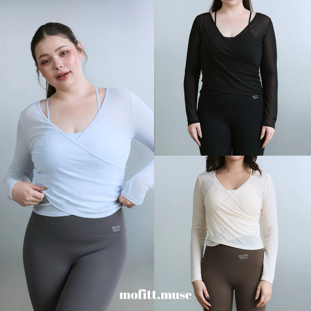 Mofitt.muse Muse Cross Top เสื้อโยคะ พิลาทิส สปอร์ตบราสายเดี่ยวและเสื้อคลุมซีทรู