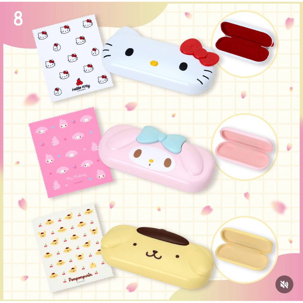 กล่องใส่แว่นลาย Sanrio แท้ 100% มีผ้าเช็ดแว่นให้ด้วย💖