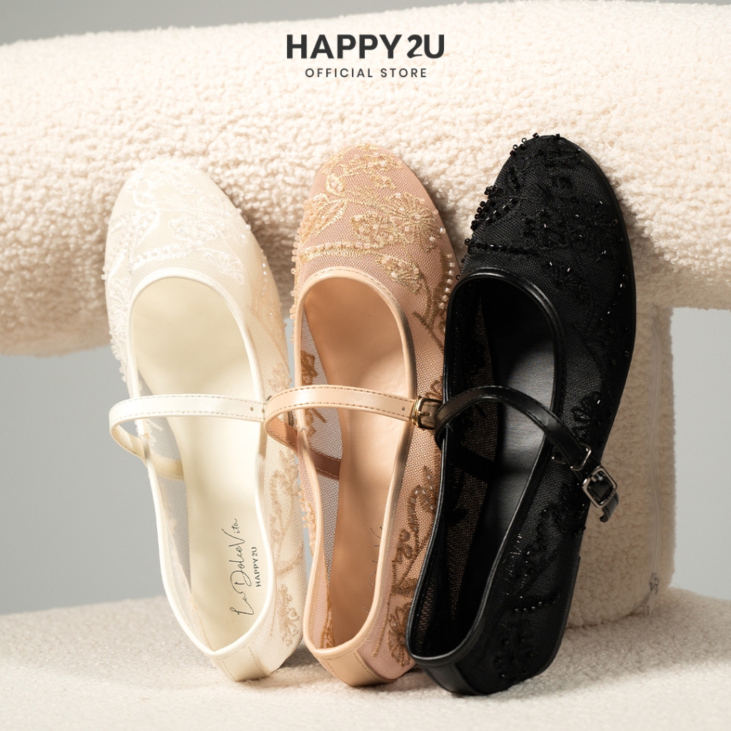 HAPPY2U Estee Lace Comfort Flats  รองเท้าแมรี่เจน รองเท้าตาข่าย รองเท้าผ้าลูกไม้ ราคา ถูกที่สุด ดีลบีเคเค รูปภาพหลัก