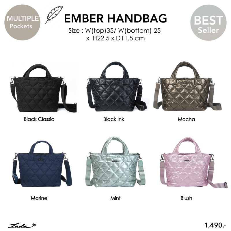 Lada กระเป๋าสะพายข้าง รุ่น Ember ขายดี นุ่มอยู่ทรง น้ำหนักเบา ช่องเยอะ ผ้าสะท้อนน้ำ กระเป๋าถือ