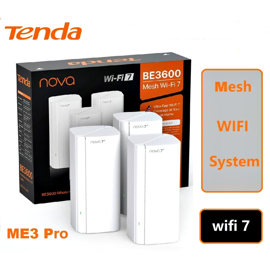 TENDA (ME3 Pro) BE3600 WiFi 7 Mesh Router 2 ย่านความถี่ พอร์ต Gigabit พร้อม VPN Seamless Roaming