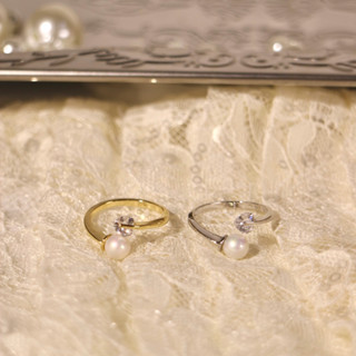 Socrush.bkk | LOVIE ring | SR-063 | แหวนมุก หัวใจ เพชร