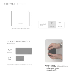 AGENTLE MAGNETO กระเป๋าสตางค์ผู้ชาย [ปิดแม่เหล็กซ่อน] หนังวัวแท้ [Topgrain] ผิวเรียบ สีดำ (4บัตร*)