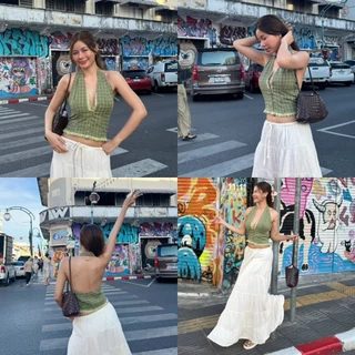 Meenny Closet | BT01 (มีSize) เสื้อคล้องคอลายสก็อต
