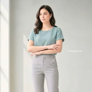 Dressii me - Chic Collection U Top - เสื้อครอปคอกลม ทรงตรงใส่สบาย ดีไซน์เรียบๆ ไม่ตกเทรนด์