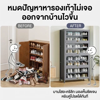 TRUZO ตุ้รองเท้า ชั้นวางรองเท้า ชั้นเก็บรองเท้า ตู้เก็บรองเท้ากันฝุ่น ตู้ชั้นเก็บ ความจุสูง ประหยัดพื้นที่ มีหลายขนาด