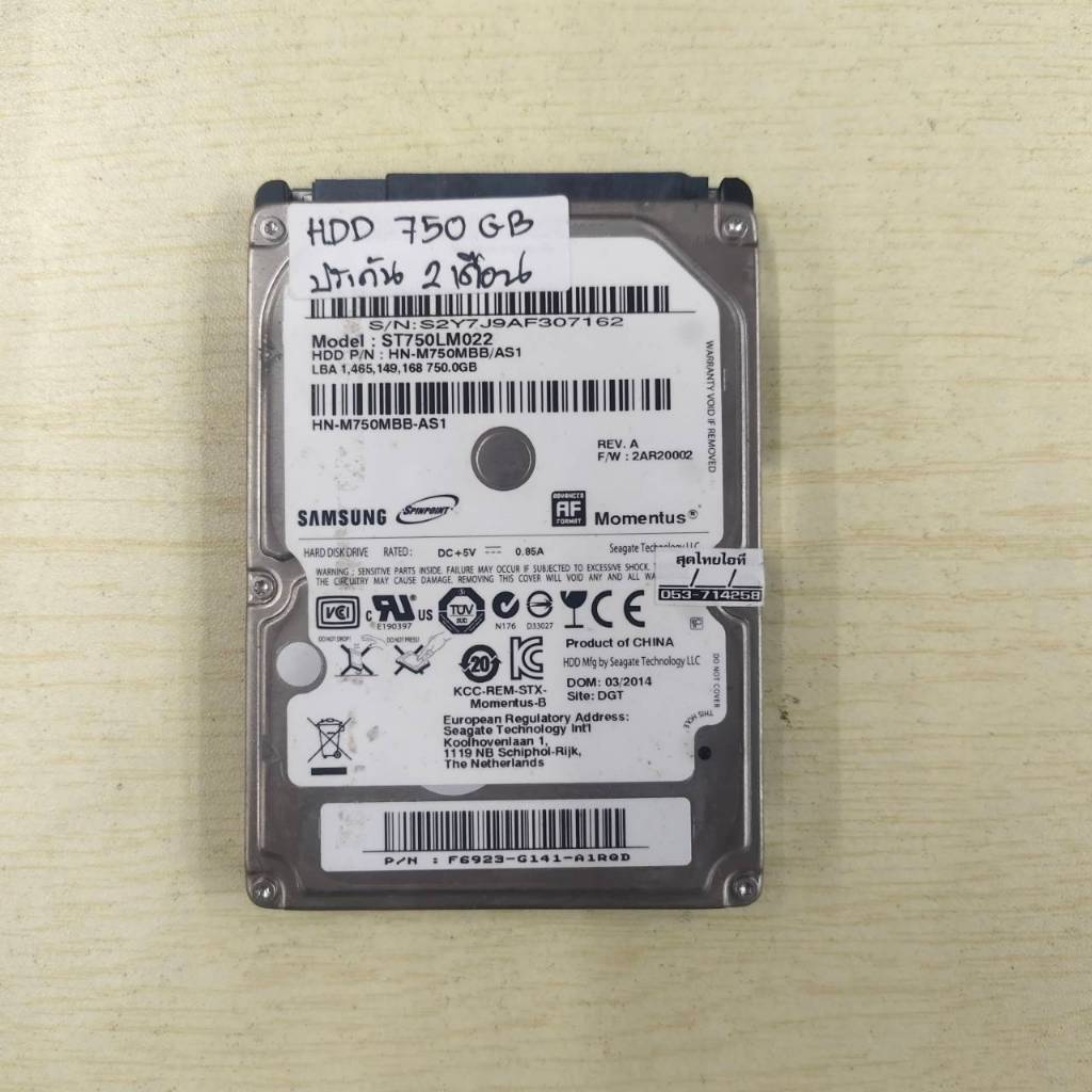 HDD  NOTEBOOK  750GB  ประกัน  2  เดือน
