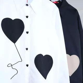Lawyer Store [ 924955 ] เสื้อเชิ้ตแขนยาว รูปหัวใจ งานเชิ้ต กระดุมใช้งานได้จริง คอปกทรงคลาสสิกช่วยให้ดูสุภาพ ใส่ทำงาน