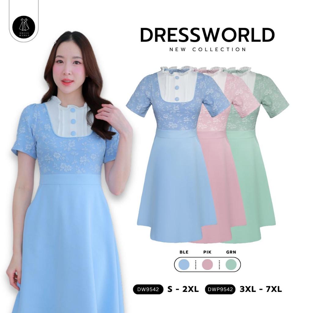 Fairyangelstore - เดรสลายปักดอกไม้คอแต่งระบาย (DW9542)