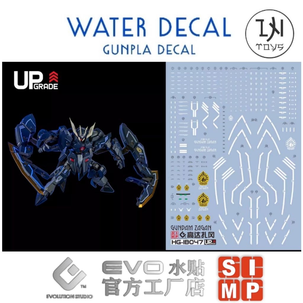 Gundam Decal / Water Decal  HG 1/144 Gundam Zagan ยี่ห้อ S.I.M.P. Model Decal / EVO : Evolution Mons