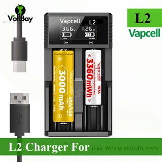[มาใหม่!!!] เครื่องชาร์จ Vapcell รุ่น L2 USB-C LCD Charger รองรับ 3.7V Li-ion/1.2V Ni-MH