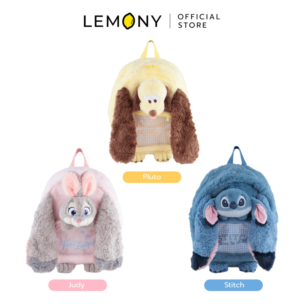 LEMONY กระเป๋าเป้ดิสนีย์ ซีรีส์ Plaid Fuzzy Disney Collection