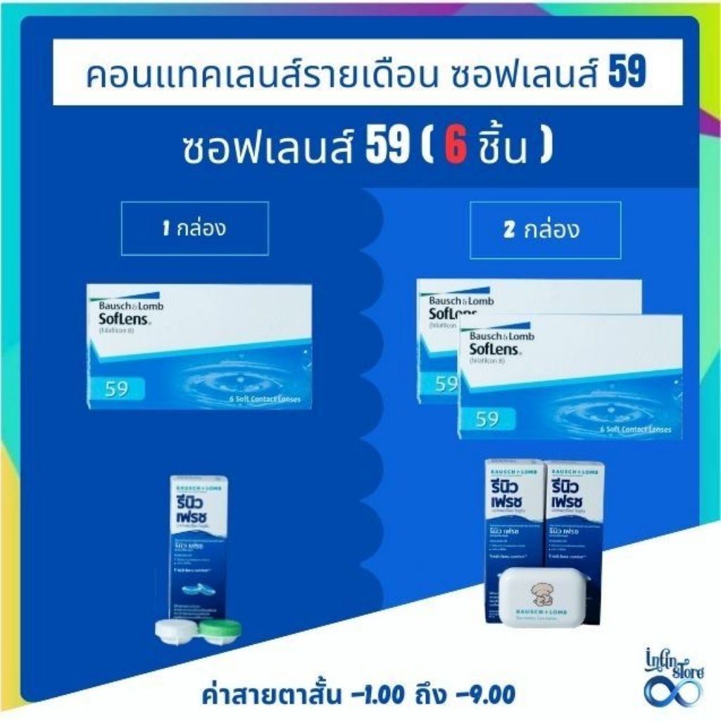คอนแทคเลนส์ รายเดือน แพ็ค 6ชิ้น (3 คู่) + น้ำยา60มล.+ ตลับ รูปที่ 5