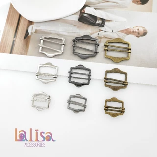 ตัวเลื่อนสายโลหะ ทรงวินเทจ ขอบหยัก 2 แกน แข็งแรงพรีเมียม 20mm/25mm/30mm alloy buckleWX2841