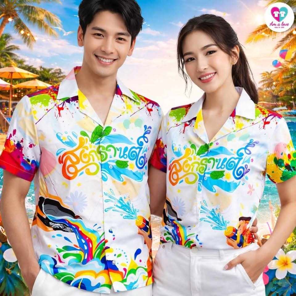 เสื้อฮาวาย สงกรานต์ ทีม เพื่อน คู่รัก ครอบครัว