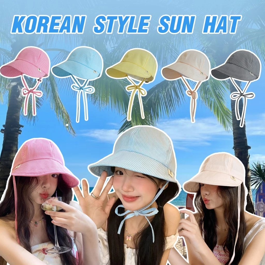 หมวกชาวประมง กันแดด ดีไซน์แบบมีเชือกผูก ลายสองด้าน หลายแบบ หมวกกันแดด ฤดูร้อน ส่งไวจากไทย