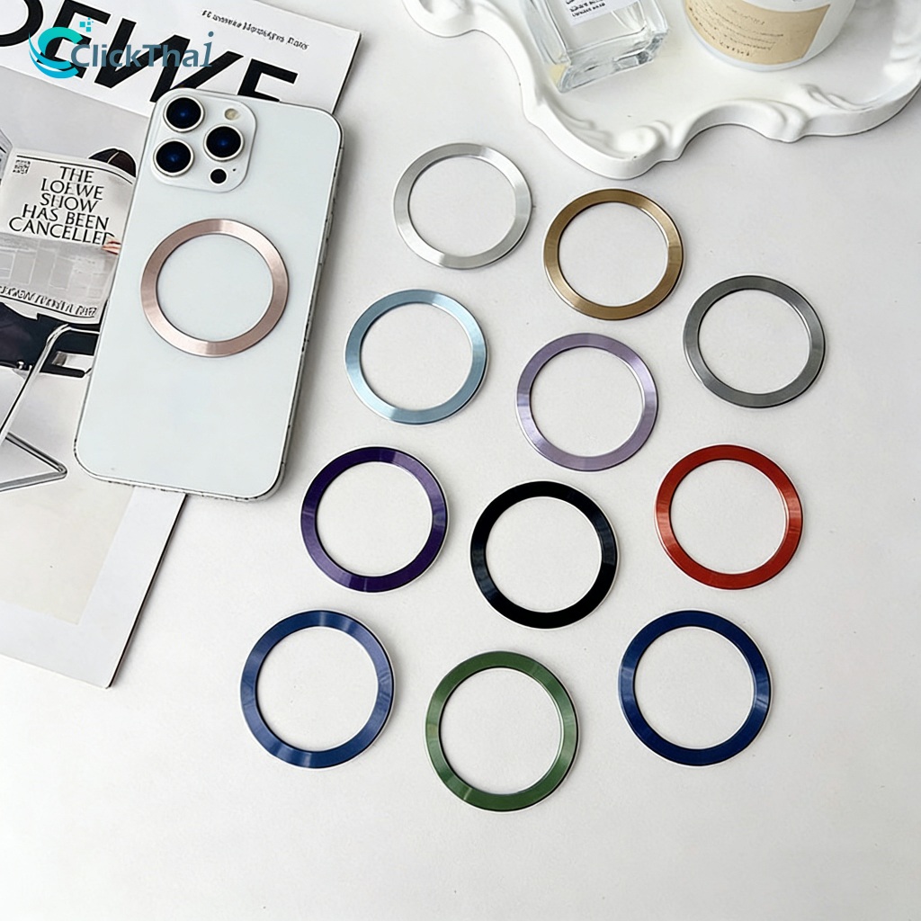 สติ๊กเกอร์แผ่นเหล็กชาร์จไร้สายMagsafe แผ่นชาร์จไร้สายบางเฉียบ แผ่นแม่เหล็กโลหะบางเฉียบรูปทรงแผ่นซีดี