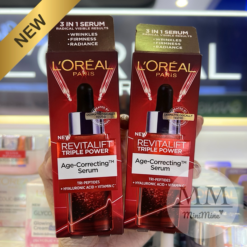 (สินค้าใหม่) Loreal Revitalift Triple Power Age-Correcting Serum 30ml. เซรั่มลดเลือนริ้วรอยเพื่อผิวกระชับ