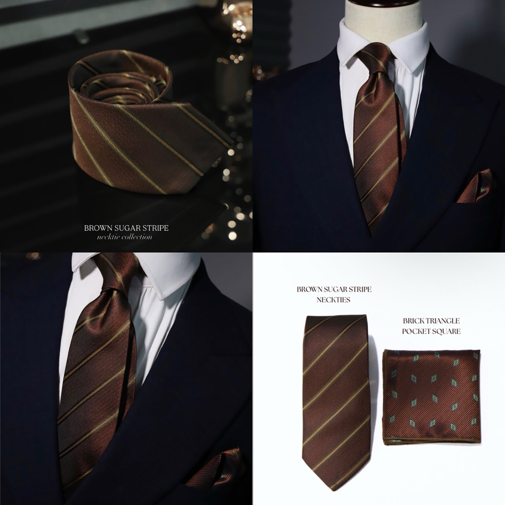 Brick stripe necktie เนคไทด์สีอิฐลายทาง