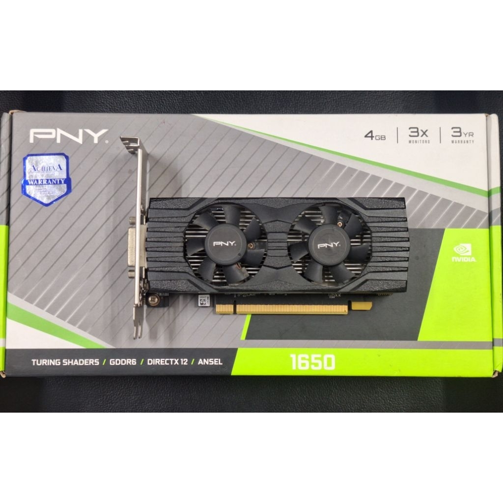 การ์ดจอมือ✌️ PNY GTX1650 4G UPRISING DUAL FAN LP (DDR6)สภาพดี ประกันหมด29/08/69