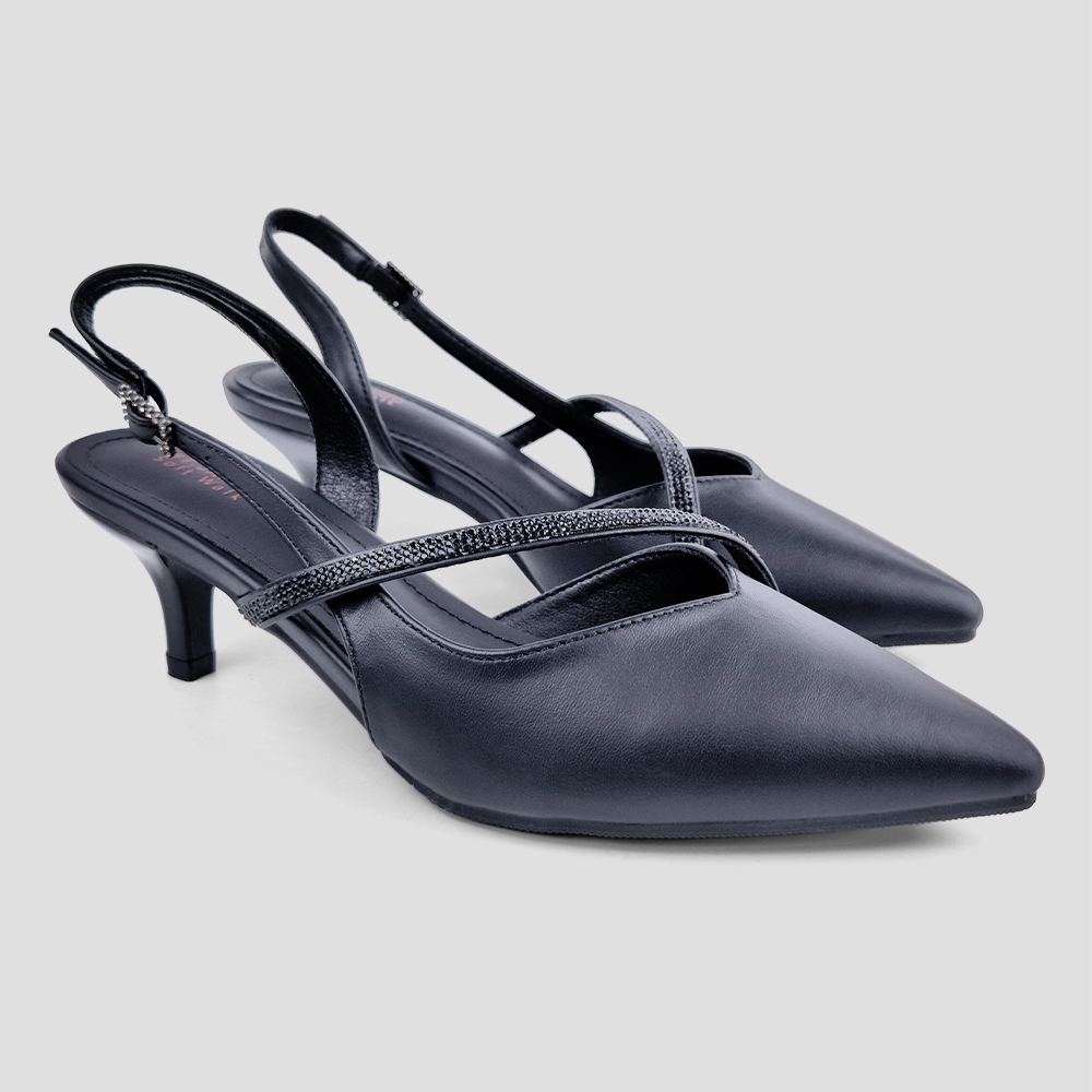 ST.JAMES รองเท้าหนังPU/รองเท้าส้นสูง หัวแหลม ส้น 3.7 ซม. รุ่น SOFI สี BLACK | รองเท้า ผู้หญิง