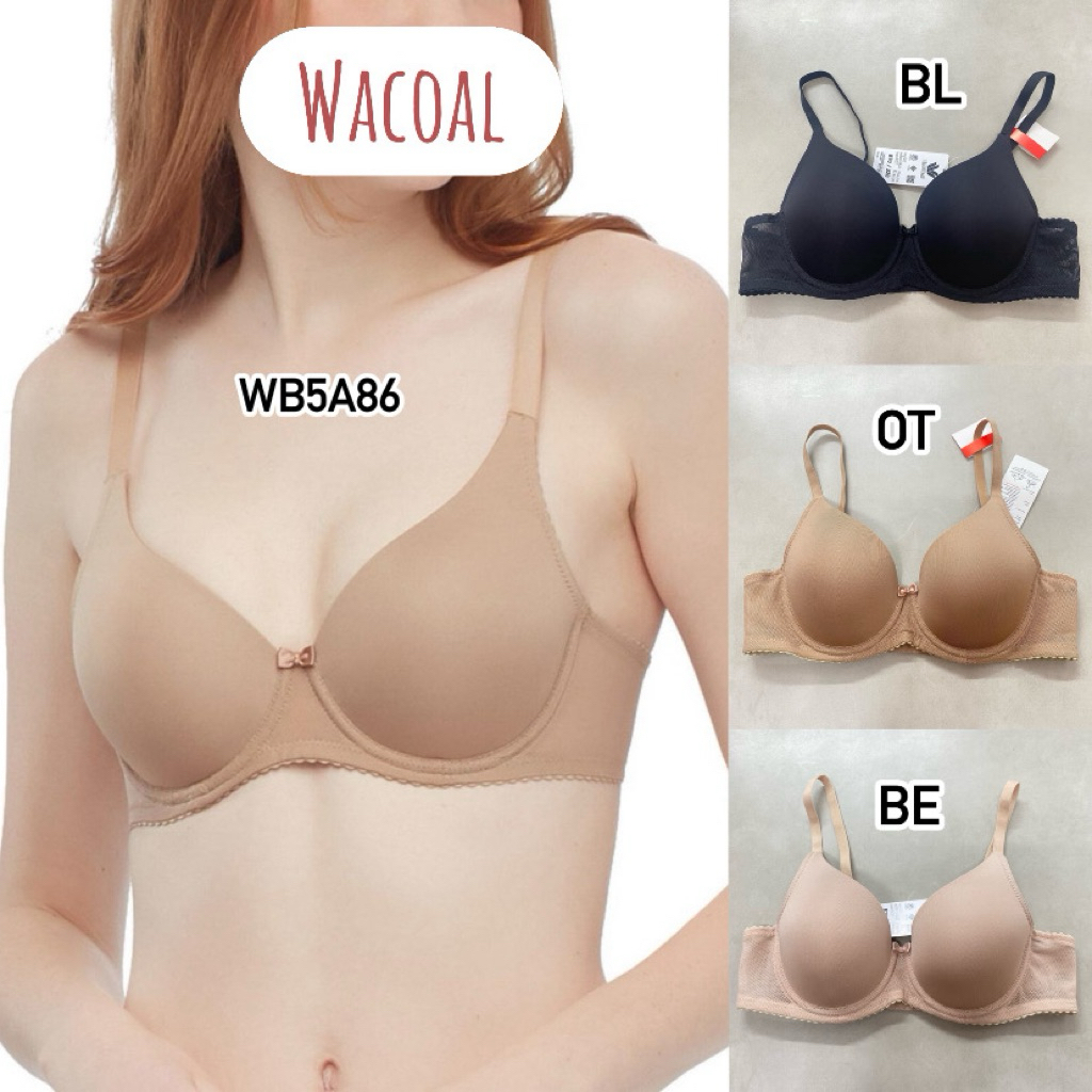 Wacoal Seamless Bra บราไร้ตะเข็บ เนียนเรียบ เสริมฟองน้ำ 14 มม. รุ่น WB5A86